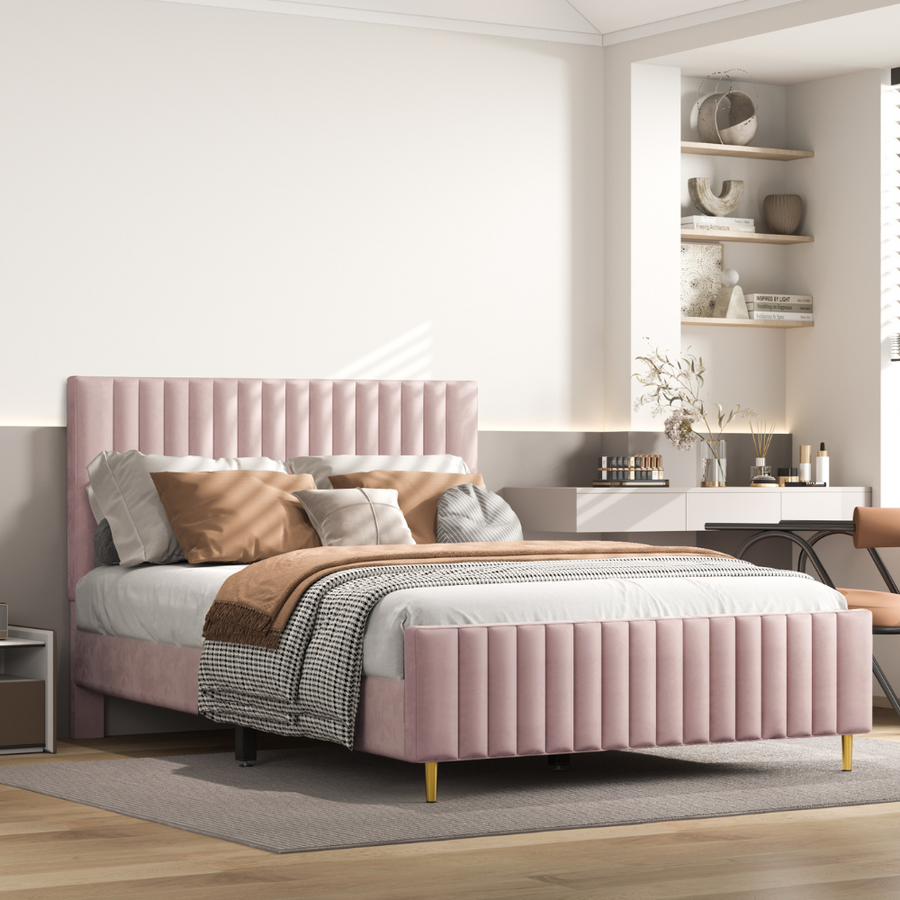 Best Great Quality Ava Pink Platform Bed Frame Online Aykah Furniture