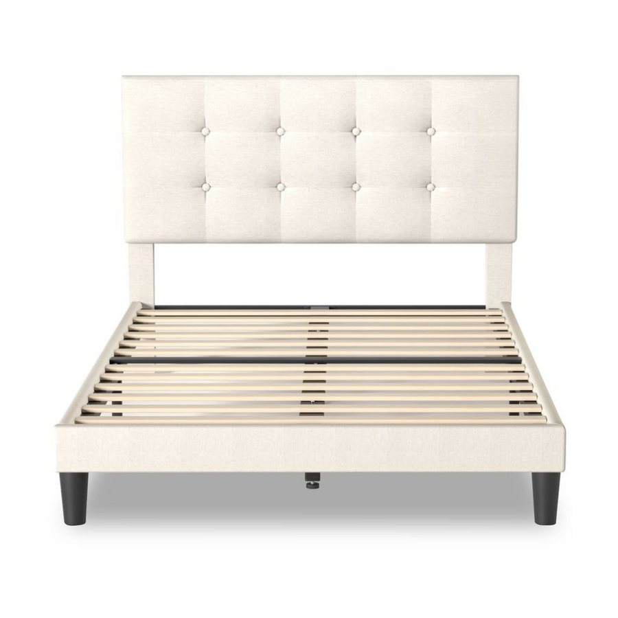 Dora Cream Linen Platform Bed