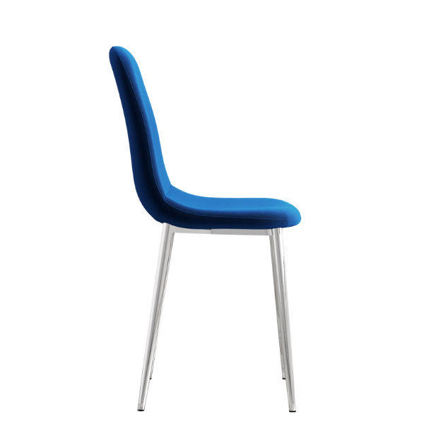 Sera Blue Velvet Chair w/ Chrome Legs