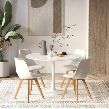 Luke White Dining Chair + Blanco White Table Large