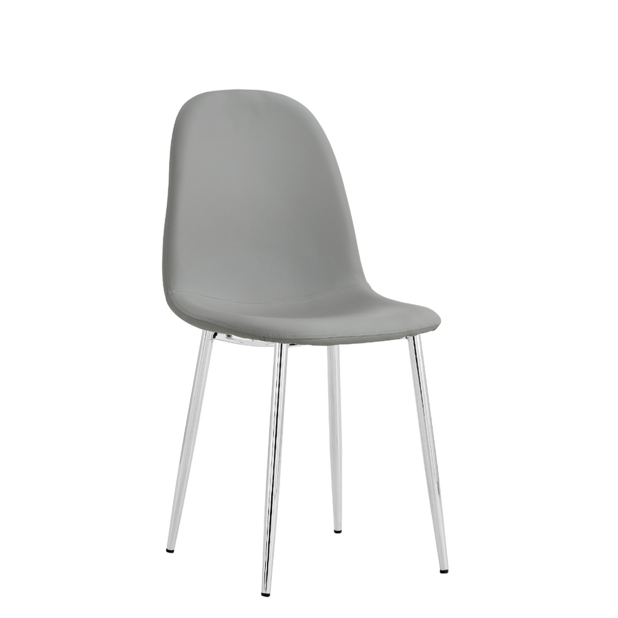 Chaise Sera en PU gris avec pieds chromés