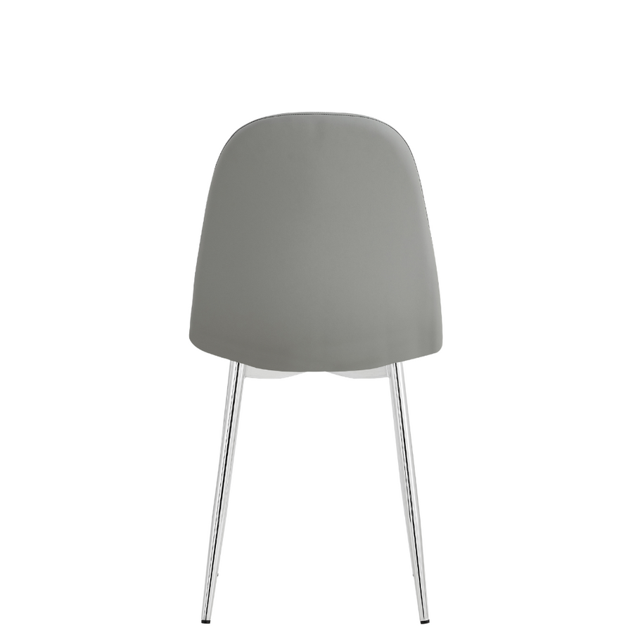 Chaise Sera en PU gris avec pieds chromés