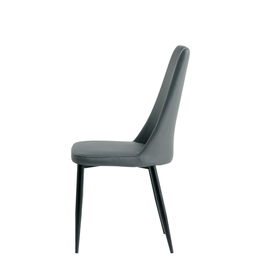 Chaise en PU Gris Marine avec Pieds Noirs