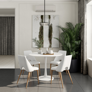 Noir White Dining Chair + Blanco White Dining Table