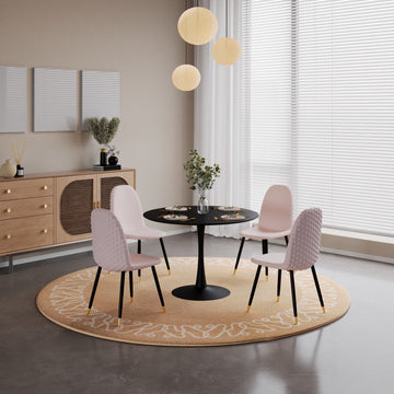Mink Pink Velvet Chairs + Blanco Black Table Large