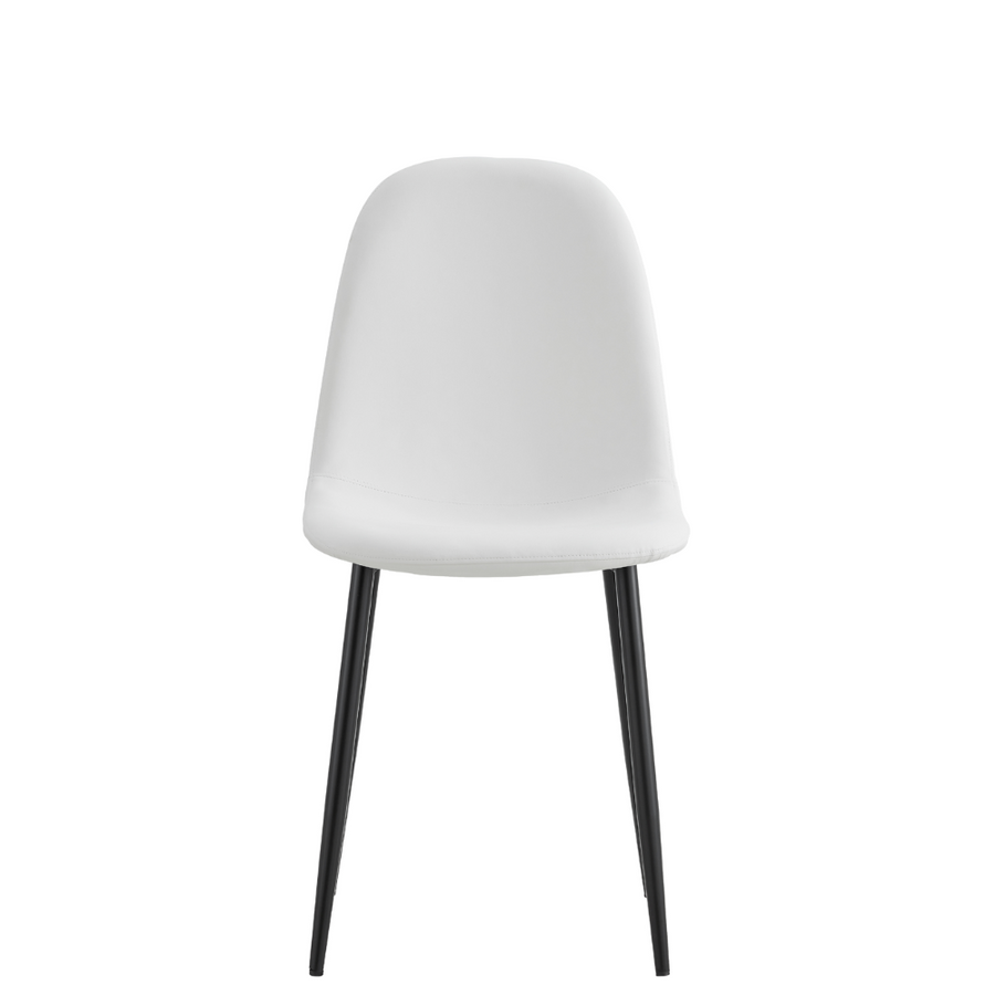 Sera White Dining Chairs + Blanco Black Table Large